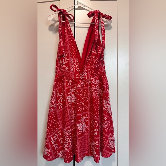 House of Harlow 1969 Red Summer Linen Blend Dress with Floral Pattern size S - Picture 4 of 9